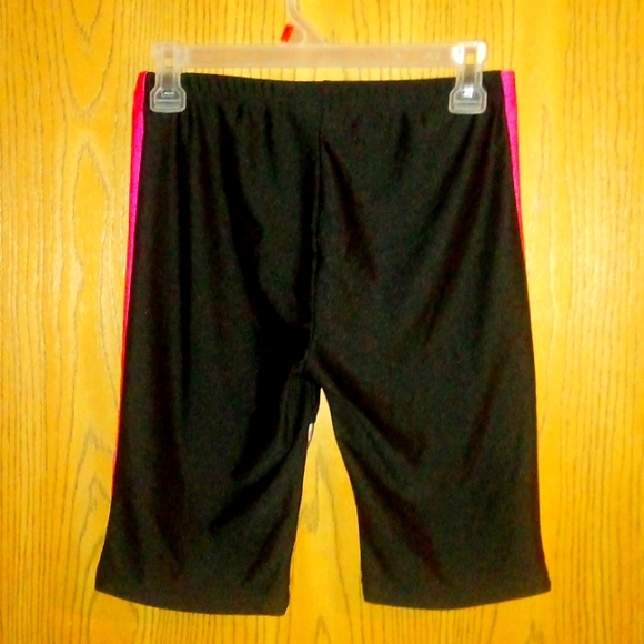 BLaCK/HoT Pink & white striped elastic waist biker shorts *@Size: L   *See pics* - Picture 2 of 3